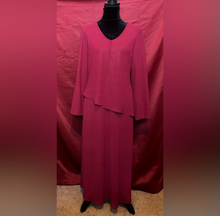 Load image into Gallery viewer, Byer California Red Asymmetrical Tiered Gown with Bell Sleeves