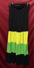 Load image into Gallery viewer, Just Love Black Dress with Contrasting Yellow and Green Panels