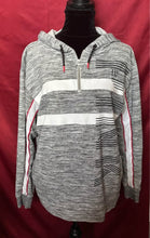Load image into Gallery viewer, Victoria's Secret Gray Hooded Zip Sweater with White & Red Trim
