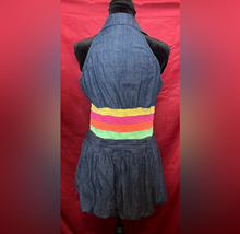 Load image into Gallery viewer, Colorful Denim Halter Dress
