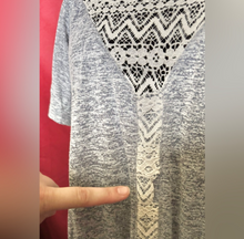 Load image into Gallery viewer, Navy and Gray Lace Accent Women's Top
