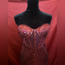 Load image into Gallery viewer, Elegant Burgundy Sequin Gown
