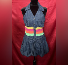 Load image into Gallery viewer, Colorful Denim Halter Dress
