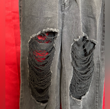 Load image into Gallery viewer, Distressed Black Wide-Leg Jeans
