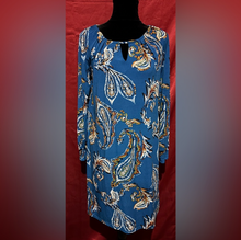 Load image into Gallery viewer, Chico's Vibrant Blue Paisley Long Sleeve Dress

