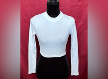 Load image into Gallery viewer, White Ribbed Long Sleeve Crop Top
