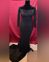 Load image into Gallery viewer, Elegant Black Sequin Evening Gown
