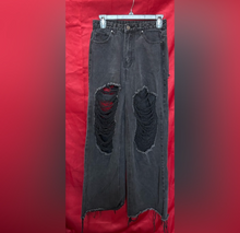 Load image into Gallery viewer, Distressed Black Wide-Leg Jeans
