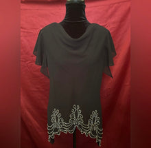 Load image into Gallery viewer, Metaphor Black Asymmetrical Embellished Blouse
