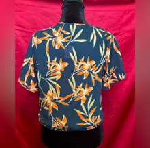 Load image into Gallery viewer, Floral Wrap Top - Navy Blue and Orange
