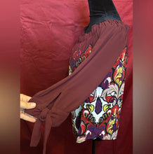 Load image into Gallery viewer, New York &amp; Company Red and White 3/4 Sleeve Graphic Blouse
