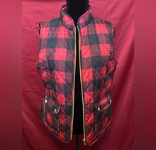 Load image into Gallery viewer, Plaid Quilted Vest - Red and Black

