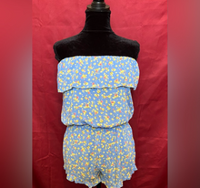 Load image into Gallery viewer, Floral Blue Off-Shoulder Romper
