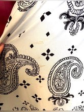 Load image into Gallery viewer, White &amp; Black Paisley V-Neck Summer Dress
