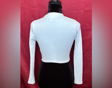 Load image into Gallery viewer, White Ribbed Long Sleeve Crop Top
