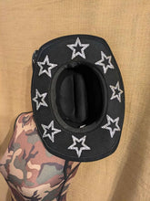 Load image into Gallery viewer, Black Cowgirl Hat w/ Bling Stars Accents
