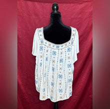 Load image into Gallery viewer, Embroidered White and Blue Women's Top
