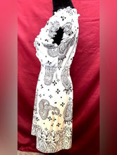 Load image into Gallery viewer, White &amp; Black Paisley V-Neck Summer Dress
