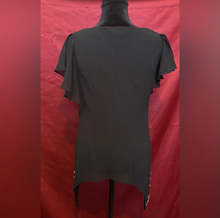Load image into Gallery viewer, Metaphor Black Asymmetrical Embellished Blouse
