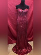 Load image into Gallery viewer, Elegant Burgundy Sequin Gown
