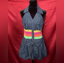 Load image into Gallery viewer, Colorful Denim Halter Dress

