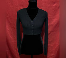 Load image into Gallery viewer, Black Ribbed Juniors Sweater
