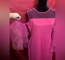 Load image into Gallery viewer, Elegant Pink Ruffle Sleeve Dress
