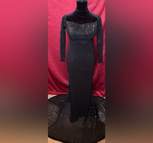 Load image into Gallery viewer, Elegant Black Sequin Evening Gown
