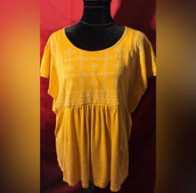 Load image into Gallery viewer, Gloria Vanderbilt Mustard Embroidered Blouse
