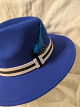 Load image into Gallery viewer, NEW Royal blue/wht Fedora
