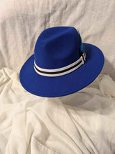 Load image into Gallery viewer, NEW Royal blue/wht Fedora
