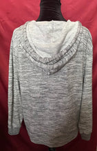 Load image into Gallery viewer, Victoria's Secret Gray Hooded Zip Sweater with White &amp; Red Trim

