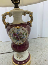 Load image into Gallery viewer, Vintage Burgundy Floral Lamp
